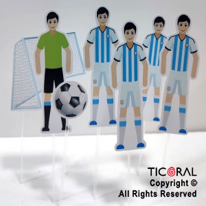 ADORNO PINCHE PARA TORTA 5 JUGADORES CON ARCO Y PELOTA ARGENTINA x 1